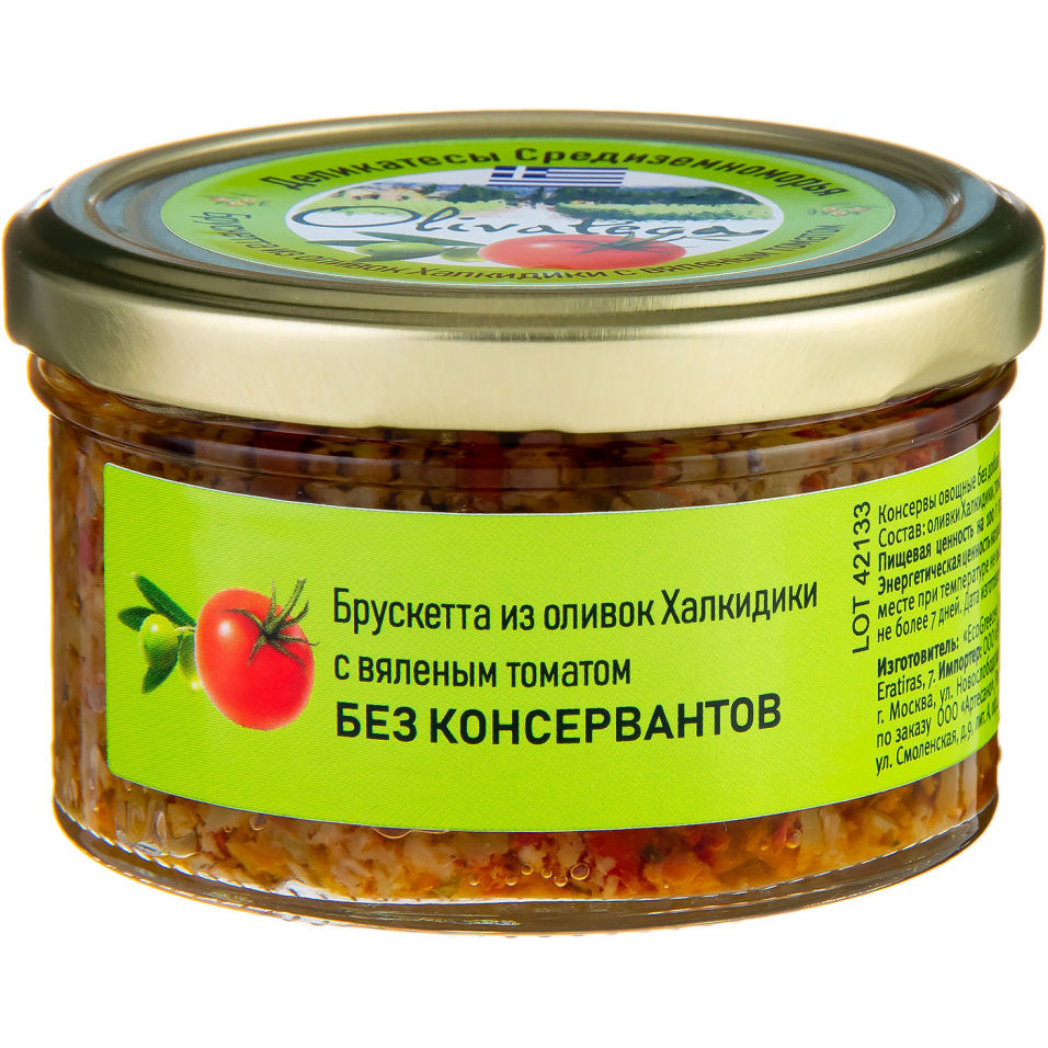 Брускетта Olivateca из оливок Халкидики с вяленым томатом 150 г
