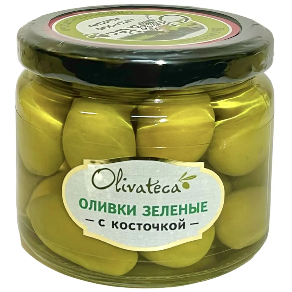 Оливки Olivateca зеленые с косточкой (калибр 120/140) 320 г