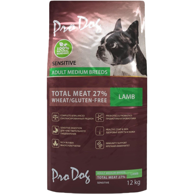 фото Корм для собак pro dog для средних пород с чувствительным пищеварением ягненок 12 кг