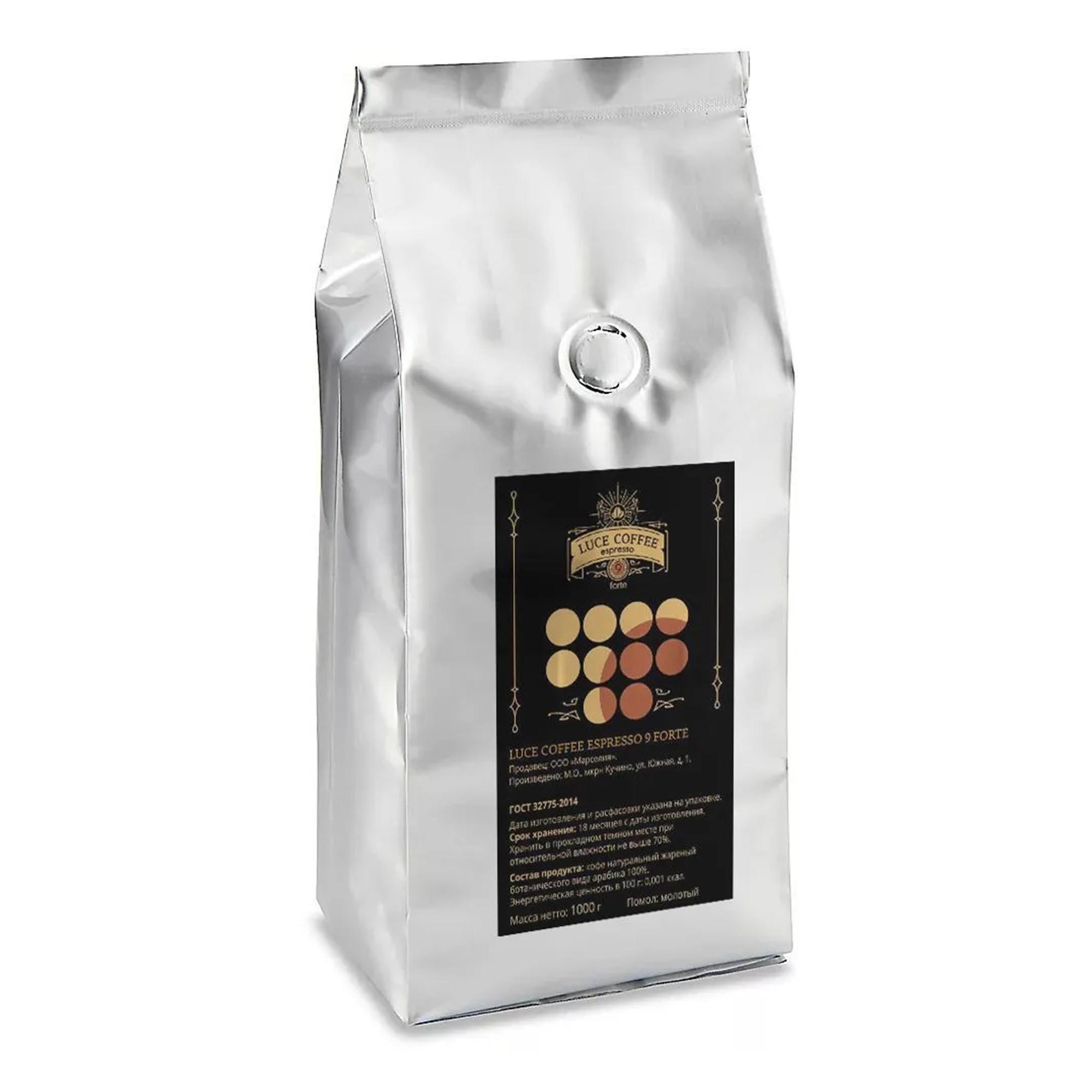Кофе LUCE COFFEE молотый 9 Forte Арабика 100% 1 кг