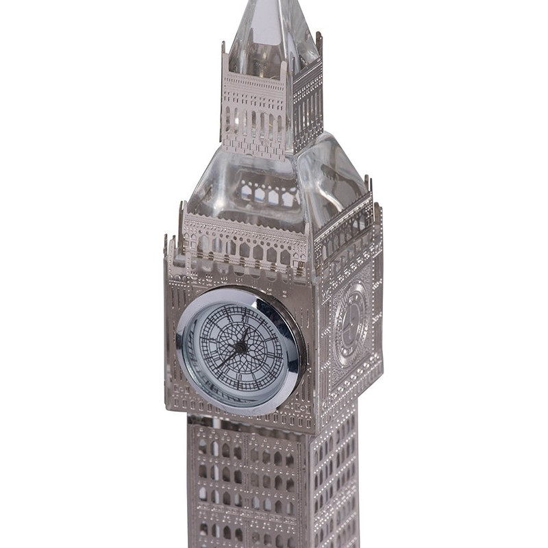 Часы Glasar башня биг-бен 6х6х22см серебристые - фото 2