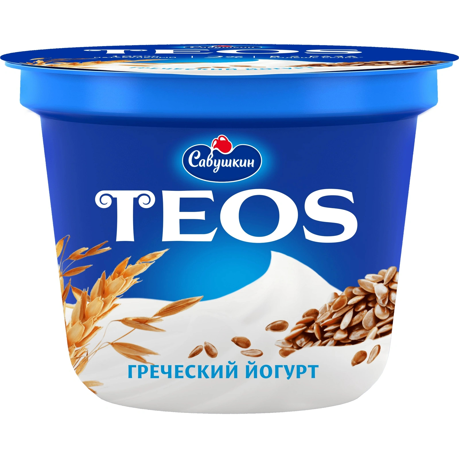 Йогурт греческий Teos Злаки с клетчаткой льна 2% 250 г