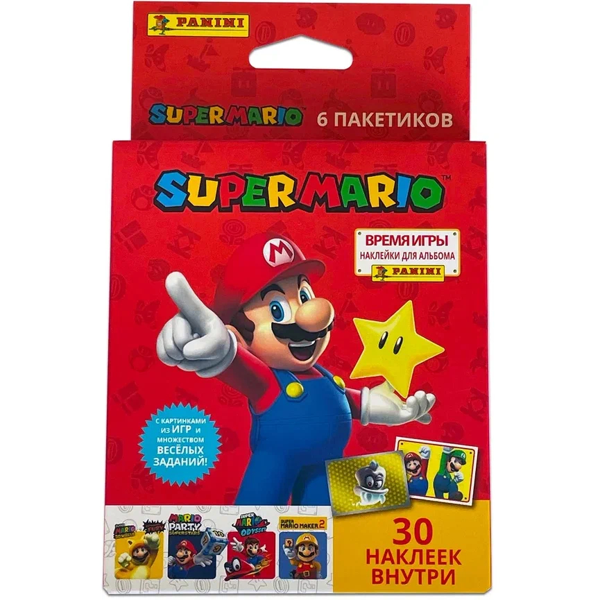 Набор коллекционных наклеек Panini Супер Марио 6 пакетиков