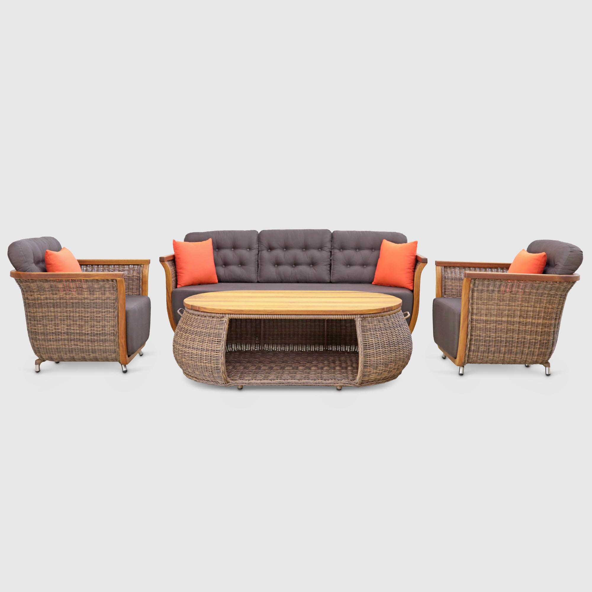 Комплект мебели Luce Garden Kardelen коричневый 4 предмета, цвет серый, размер 217х89х101
