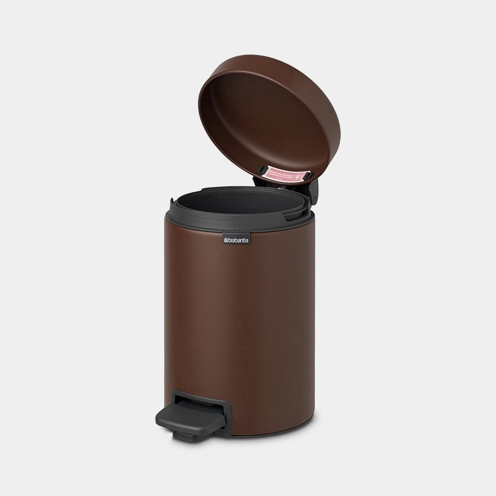 фото Бак мусорный с педалью brabantia newicon коричневый 3 л