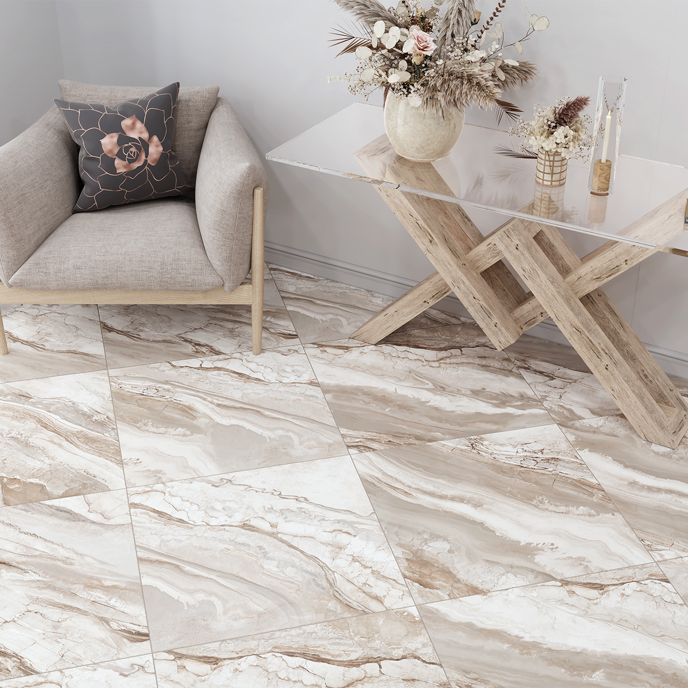 фото Керамогранит new trend firenze crema 600x600 см коричневый