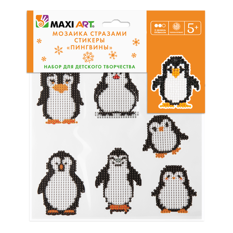 Мозаика стразами Maxi Art Пингвины 20x20 см
