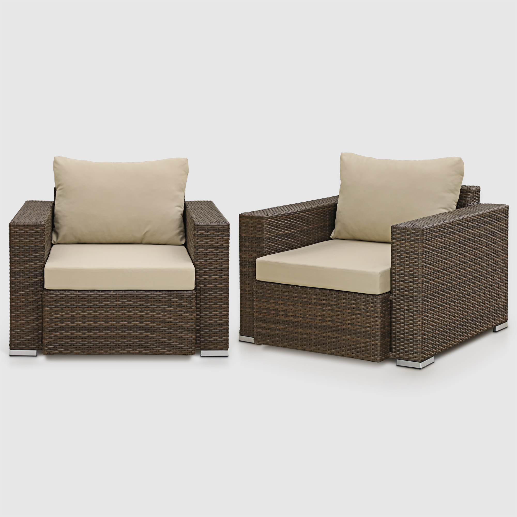 Комплект мебели Ns Rattan Cleo коричневый с бежевым 7 предметов, цвет бежевый, размер 224х88х70 - фото 4