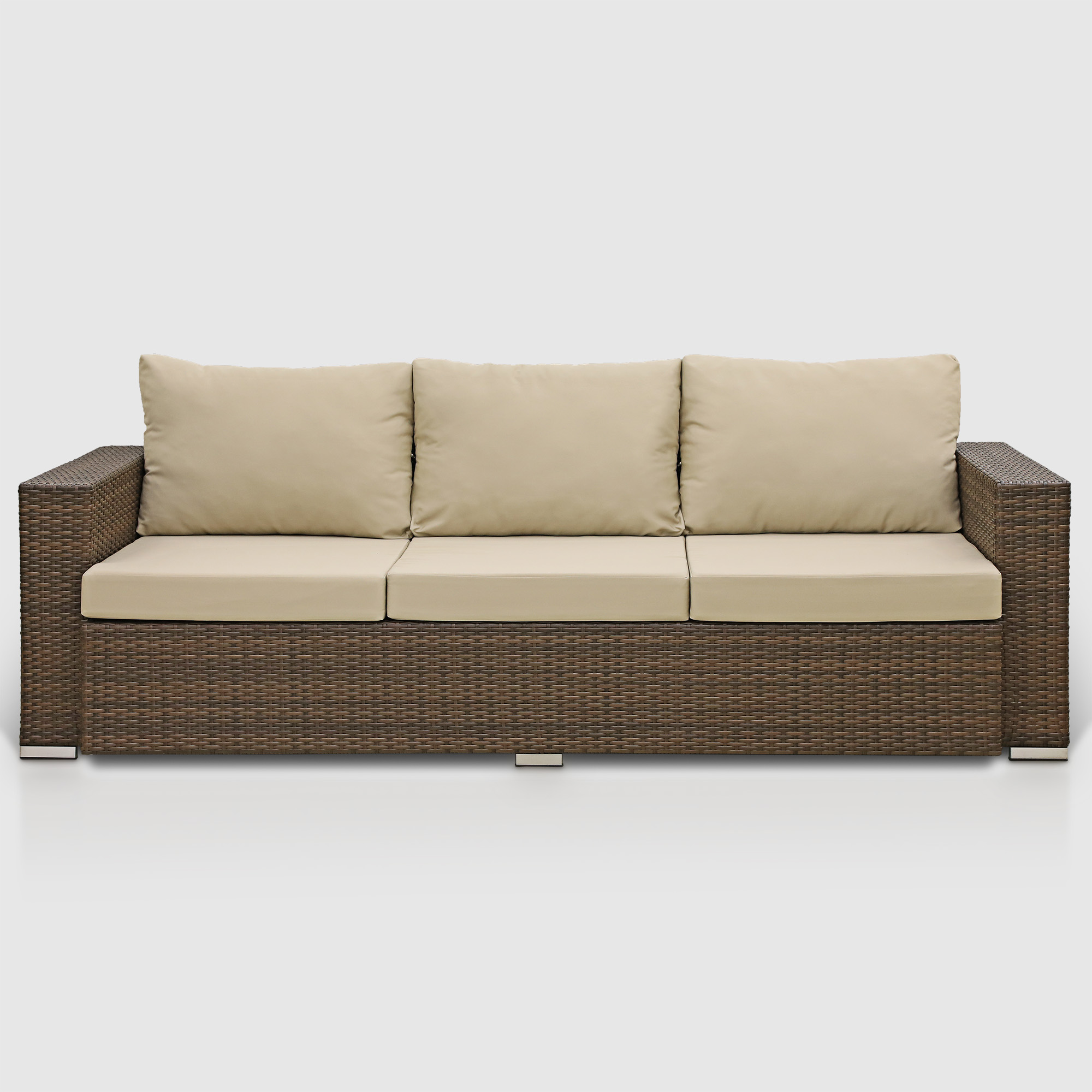 Комплект мебели Ns Rattan Cleo коричневый с бежевым 7 предметов, цвет бежевый, размер 224х88х70 - фото 13