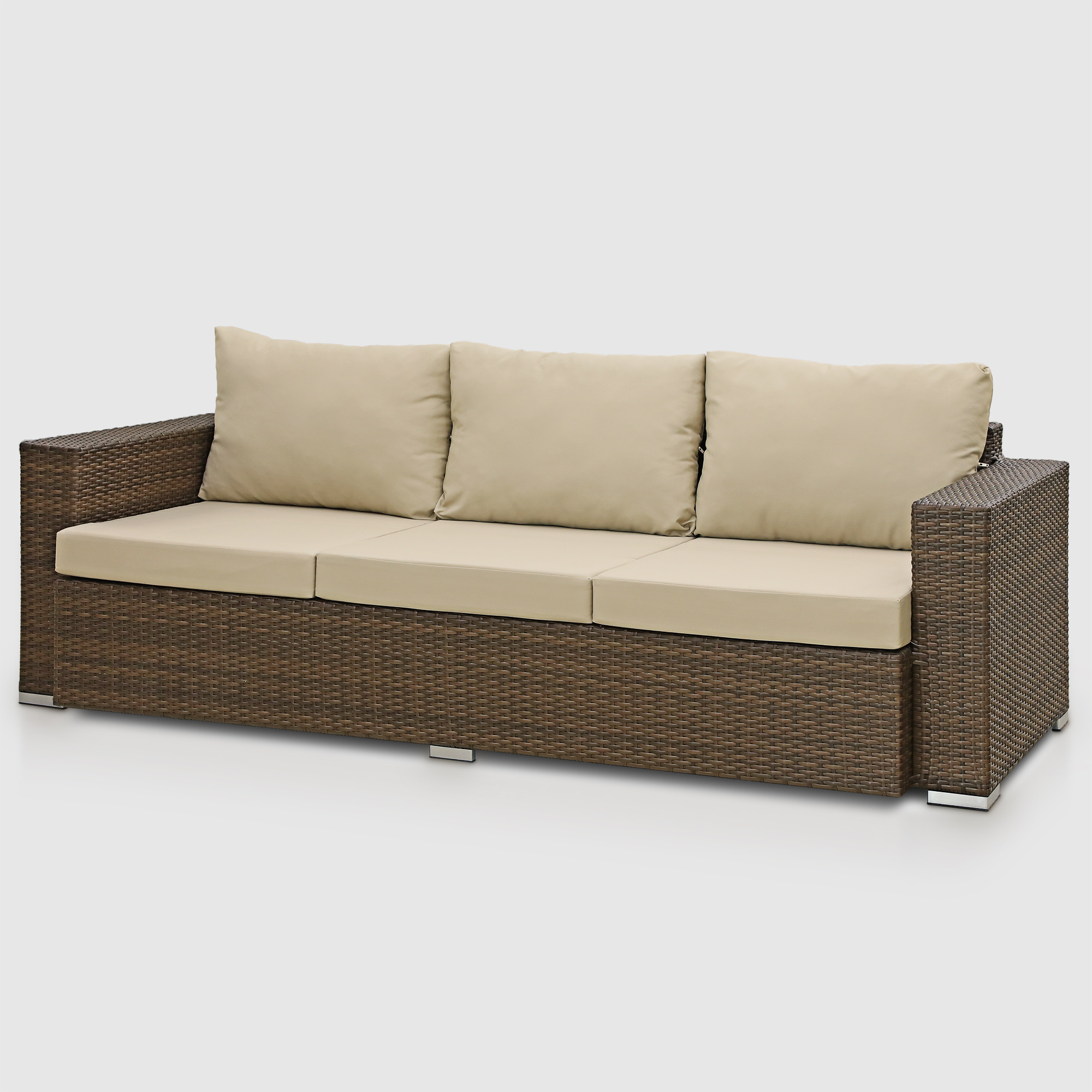 Комплект мебели Ns Rattan Cleo коричневый с бежевым 7 предметов, цвет бежевый, размер 224х88х70 - фото 15