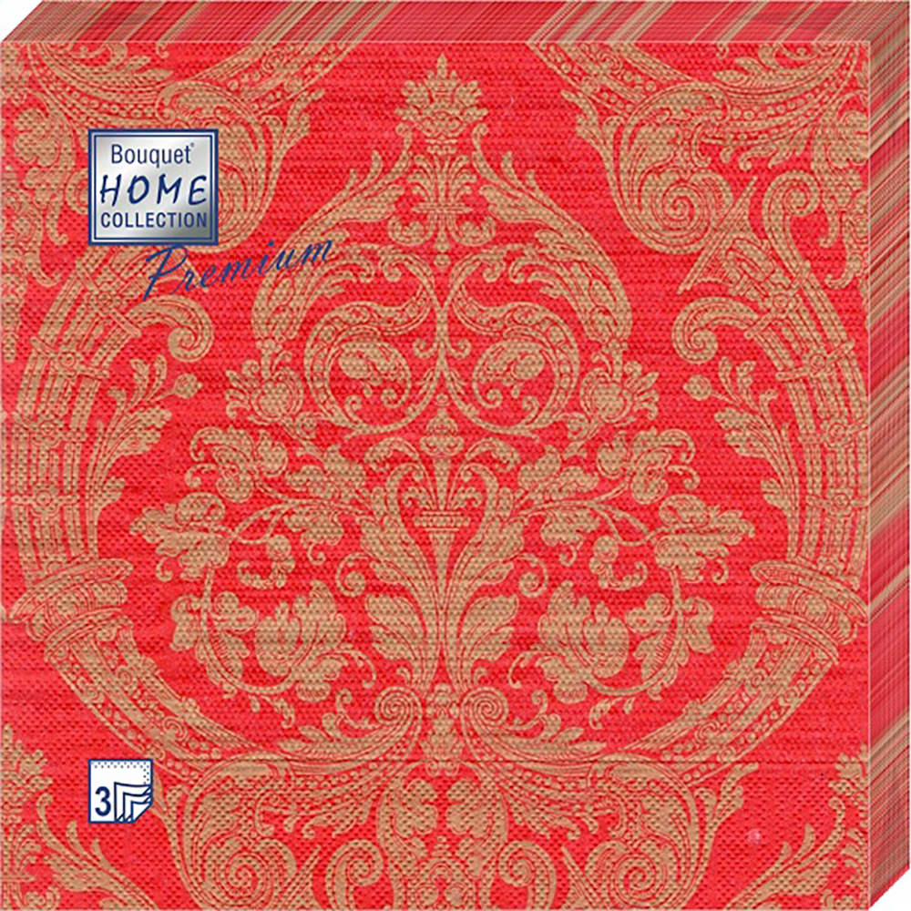 фото Салфетки home collect premium бумажные золотой на красном 40х40 3сл 20л