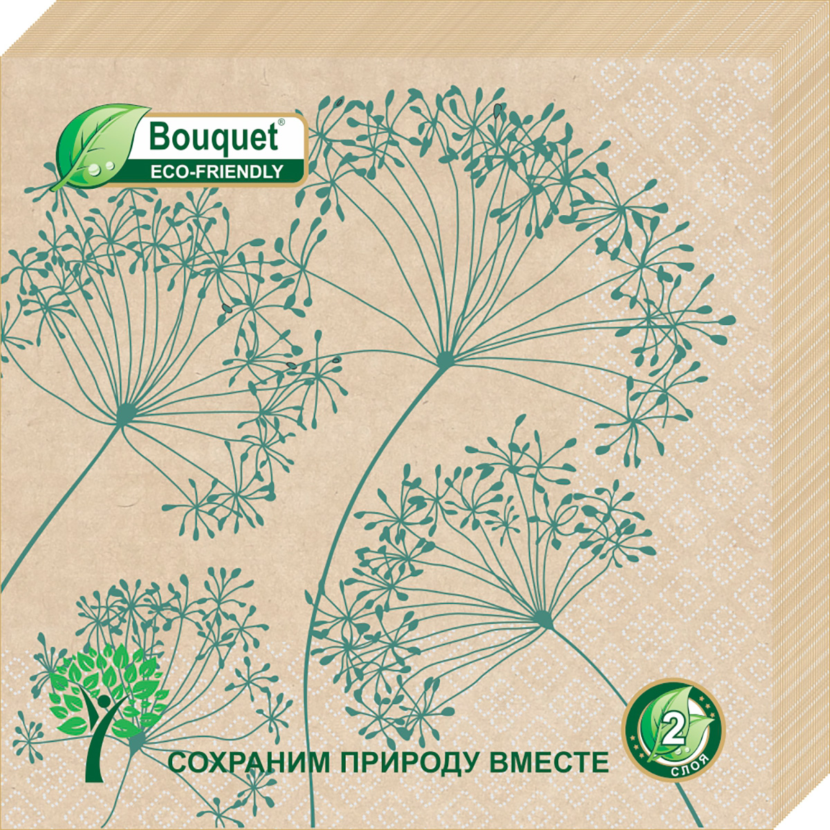 фото Салфетки bouquet eco-friendly бумажные крафтовые гармония 33х33 2сл 25л