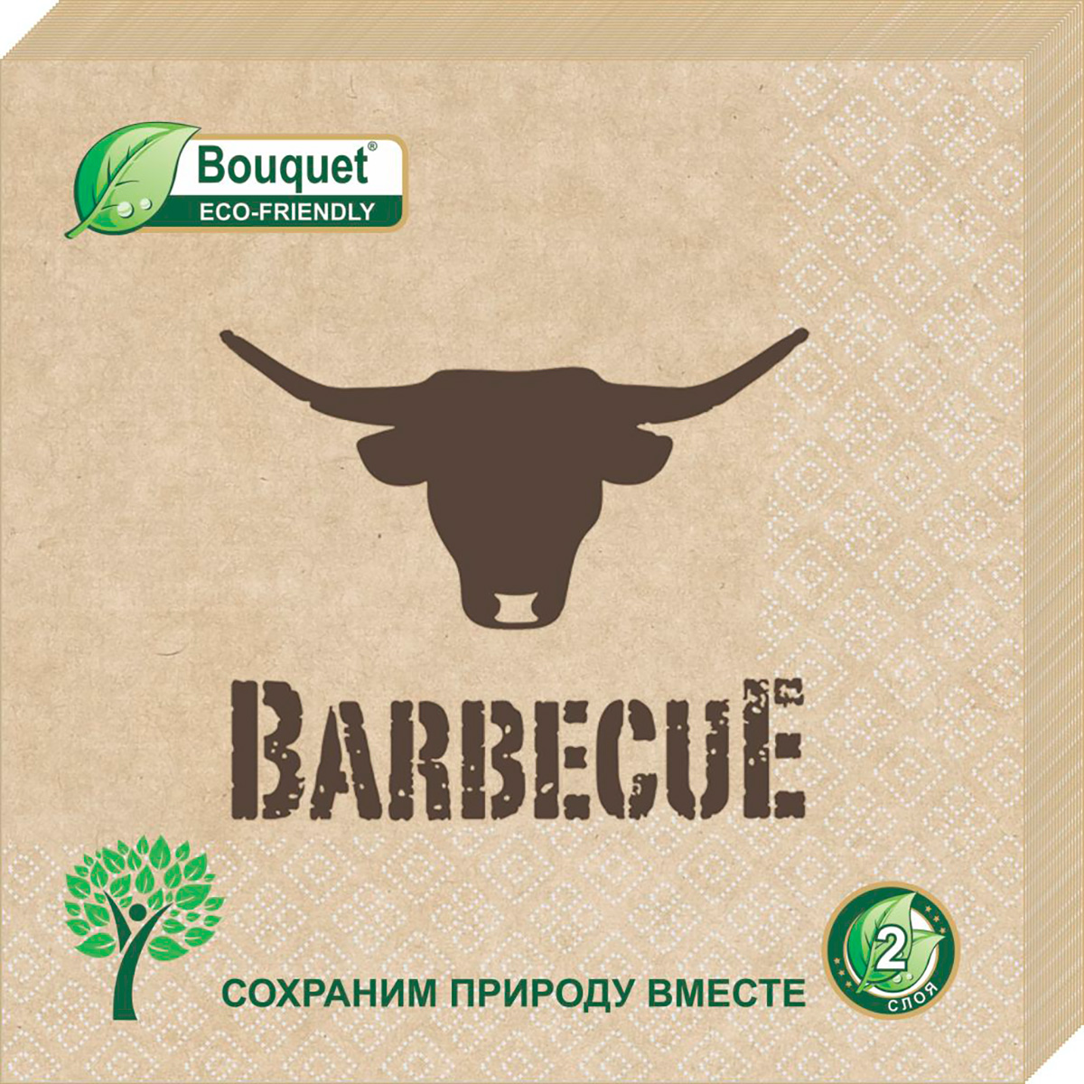 фото Салфетки bouquet eco-friendly бумажные крафтовые barbecue 33х33 2сл 25л