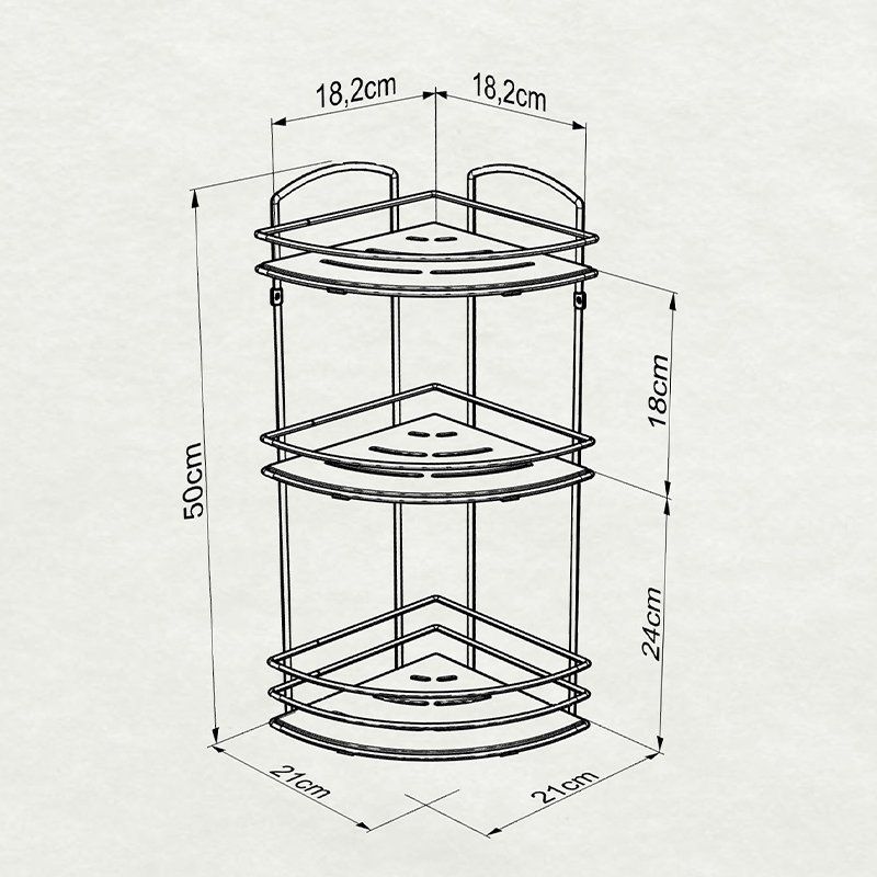 фото Полка угловая teknotel 3 яруса 21x21x49 см хром