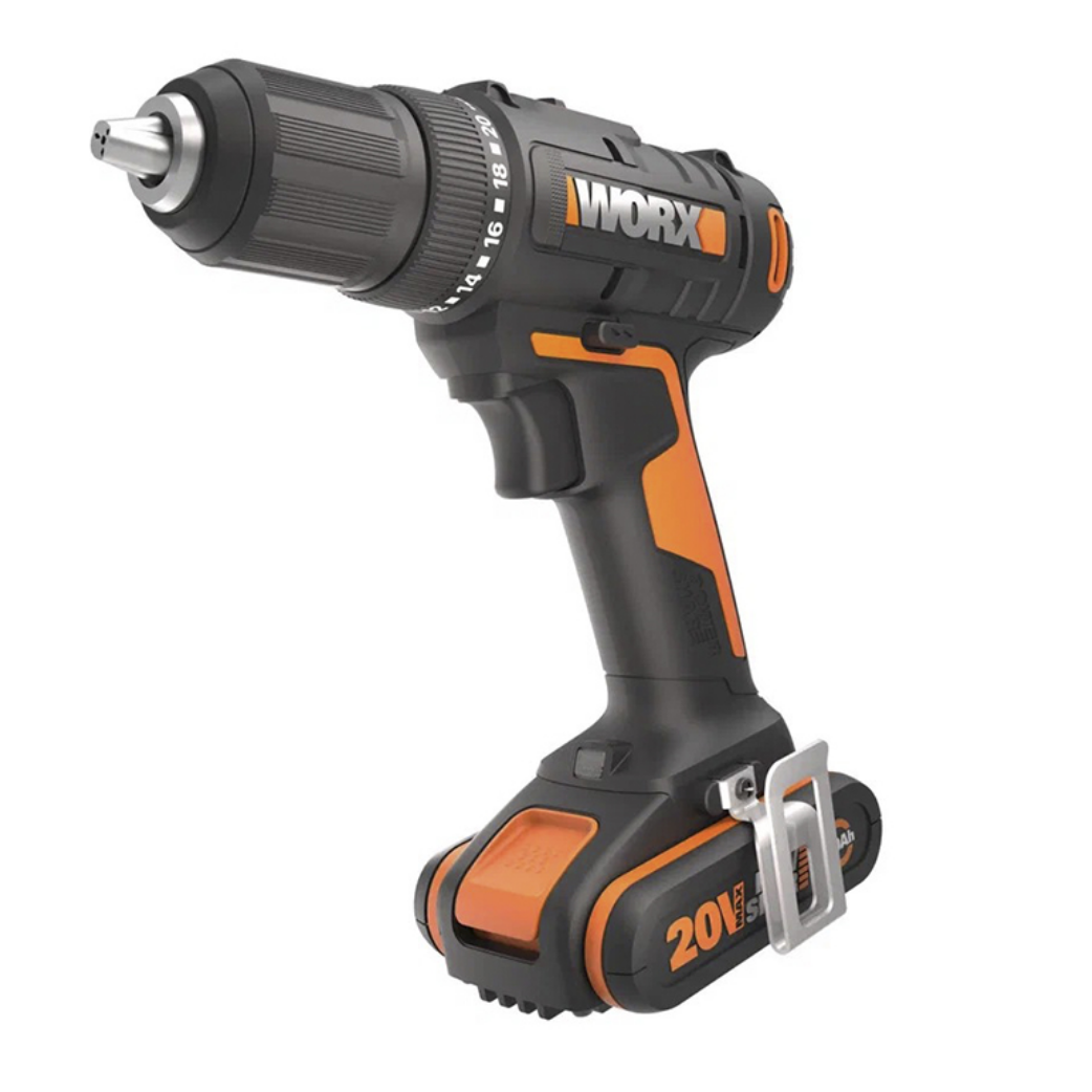 фото Дрель-шуруповерт аккумуляторная worx wx108, 50нм, 20в, 2ач x1, зу 2а, кейс