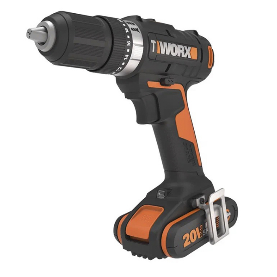 фото Дрель-шуруповерт ударная аккумуляторная worx wx370, 50нм, 20в, 2ач x1, зу 2а, кейс