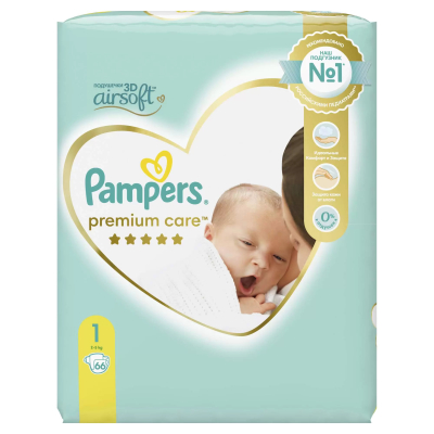 Изображение товара Подгузники Pampers Premium Care 1 66 шт для малышей 2-5 кг, Россия