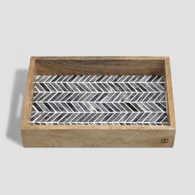 Изображение товара Деревянный поднос Togas Биманго серый 35х24 см