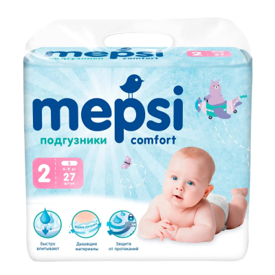 Изображение товара Подгузники детские Mepsi S 4-9 кг 27 шт гипоаллергенные с индикатором наполнения Изображение товара Подгузники детские Mepsi S 4-9 кг 27 шт гипоаллергенные с индикатором наполнения