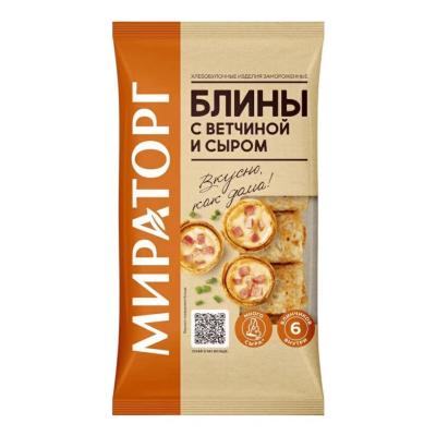 Изображение товара Блины Мираторг с ветчиной и сыром замороженные 360 г