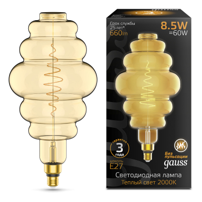 Изображение товара Лампа Gauss filament E27 8. 5W 2000K - стильное освещение для интерьера Изображение товара Лампа Gauss filament E27 8. 5W 2000K - стильное освещение для интерьера