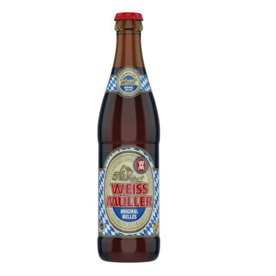 Изображение товара Пиво светлое фильтрованное "WeissMuller" Original Helles 5,3% 0.5 л Изображение товара Пиво светлое фильтрованное "WeissMuller" Original Helles 5,3% 0.5 л