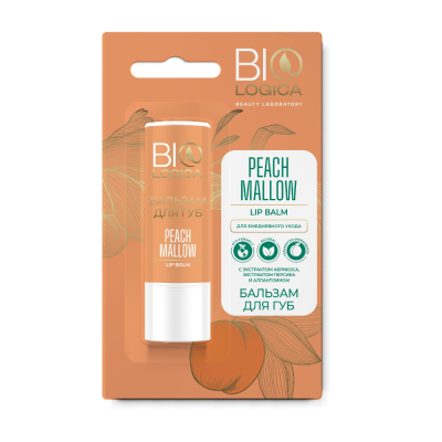 Изображение товара Бальзам для губ Biologica Peach mallow с SPF для увлажнения и питания 3.6 г