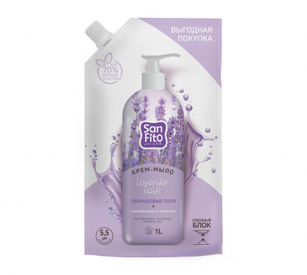Изображение товара Крем-мыло Sanita Sensitive Лавандовые поля 1000 мл для бережного ухода за кожей