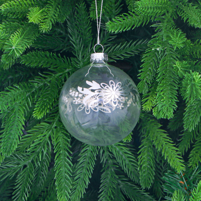 Изображение товара Ёлочная игрушка шар стеклянный белый серый 8 см Baoying yiwen