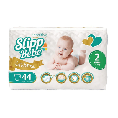 Изображение товара Подгузники Slipp Bebe Twin № 2 3-6 кг 44 шт гипоаллергенные для новорожденных