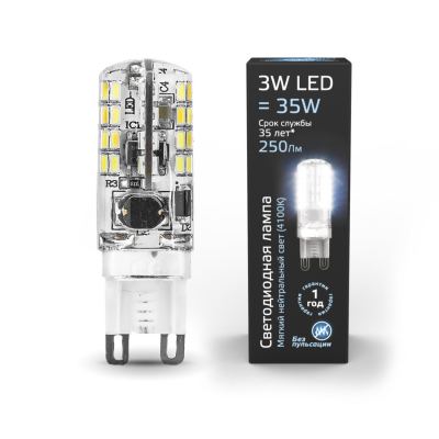 Изображение товара Лампа Gauss LED G9 AC150-265V 3W 240lm 4100K силикон 1/10/200