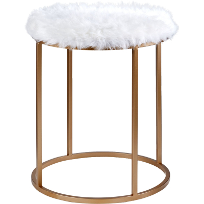 Изображение товара Пуф Glasar с белым мехом 35х35х40 см, современный дизайн, устойчивость