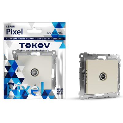 Изображение товара Розетка TV Tokov Electric Pixel оконечная 1db бежевая