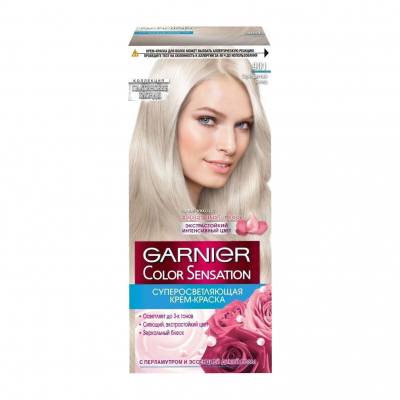 Изображение товара Стойкая крем-краска Garnier Color Sensation 901 Серебристый Блонд (C6296200)