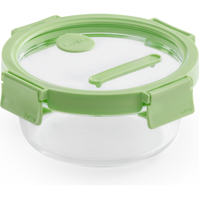 Изображение товара Контейнер Lekue стеклянный круглый зелёный 650 мл