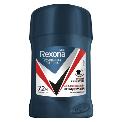 Изображение товара Антиперспирант-карандаш Rexona антибактериальный невидимый 50 мл для мужчин Изображение товара Антиперспирант-карандаш Rexona антибактериальный невидимый 50 мл для мужчин