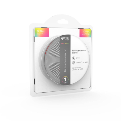 Изображение товара Гаусс LED BT055 RGB светодиодная лента 5 м 12V 10W для декоративного освещения