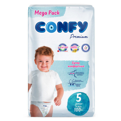 Изображение товара Подгузники Confy Premium Junior, размер 5 (11-18 кг), 100 шт