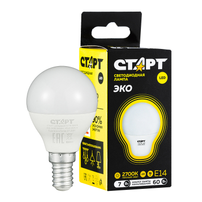 Изображение товара Лампа GP Batteries шар теплый свет 7 вт е14