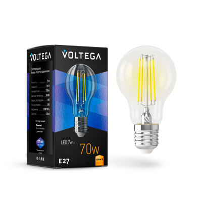 Изображение товара Лампочка Voltega Е27 7W 2800K прозрачная груша Германия Изображение товара Лампочка Voltega Е27 7W 2800K прозрачная груша Германия
