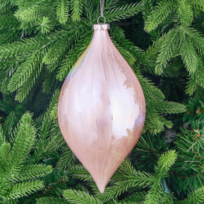 Изображение товара Игрушка ёлочная Yancheng Shiny Игрушка ёлочная Yancheng Shiny шар стеклянный розовый перламутровый 10х20 см