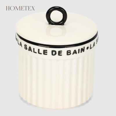 Изображение товара Ёмкость для ватных дисков Hometex керамическая бежевый дизайн