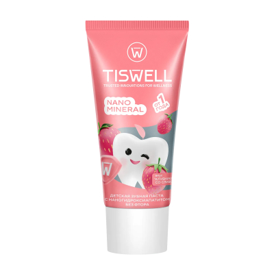 Изображение товара Детская зубная паста Tiswell Nano mineral со вкусом клубники 60 г без фтора