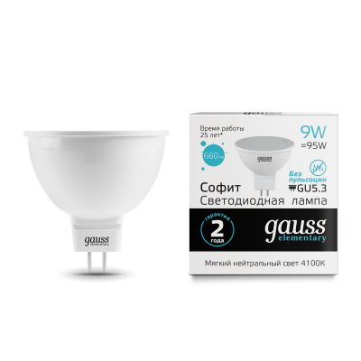 Изображение товара Лампа Gauss LED Elementary MR16 GU5.3 9W 4100K