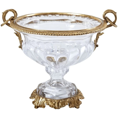 Изображение товара Стеклянная чаша Glasar для фруктов 31х27х27 см бронзовые вставки
