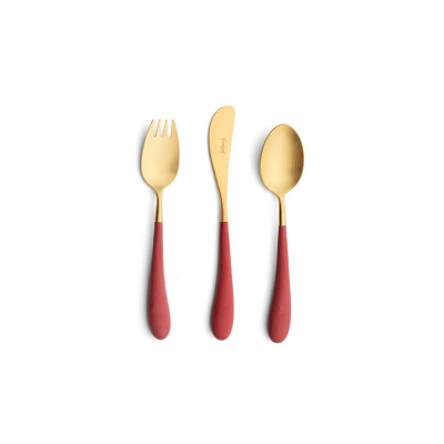Изображение товара Детский набор столовых приборов Cutipol Alice Red Gold 3 предмета