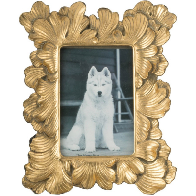 Изображение товара Фоторамка Glasar 10х15 см в золотой оправе с лепестками, прямоугольная