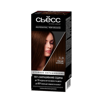 Изображение товара Краска для волос Syoss SalonPlex 3-8 Темный шоколад профессиональное окрашивание