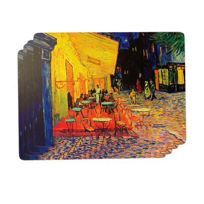 Изображение товара Набор из 4 подставок под горячее Genlex кафе терраса ночью из пробки мультиколор