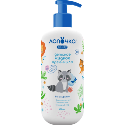 Изображение товара Детское жидкое крем-мыло Лапочка 400 мл гипоаллергенное для тела лица и рук Изображение товара Детское жидкое крем-мыло Лапочка 400 мл гипоаллергенное для тела лица и рук